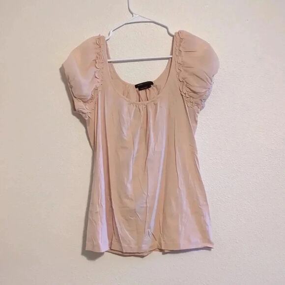 BCBGmaxazaria pink puff sleeve blouse size medium - Picture 2 of 5